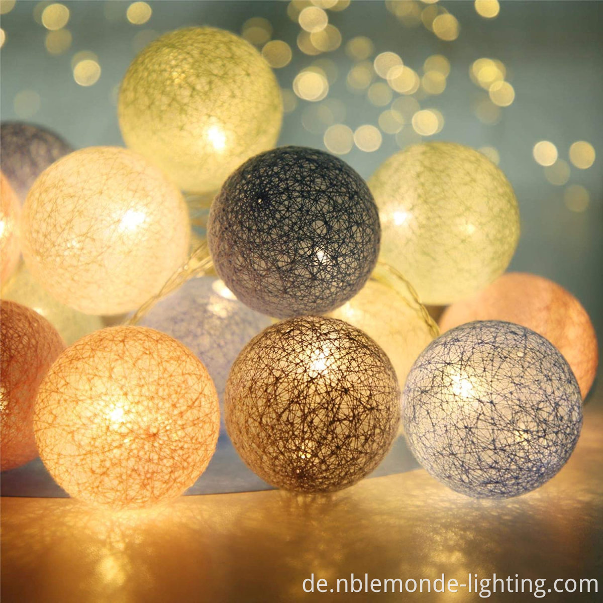Festive LED Cotton Ball String Lights